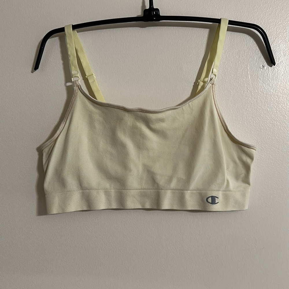 Champion Pale Yellow Sports Bra, Size L/XL - Picture 1 of 4
